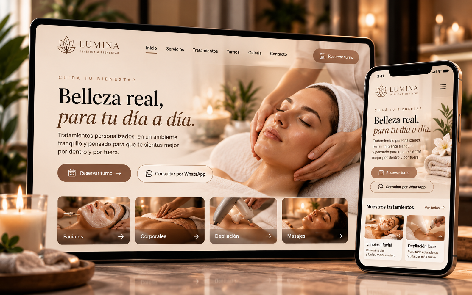 LUMINA, propuesta de sitio web para estética y bienestar